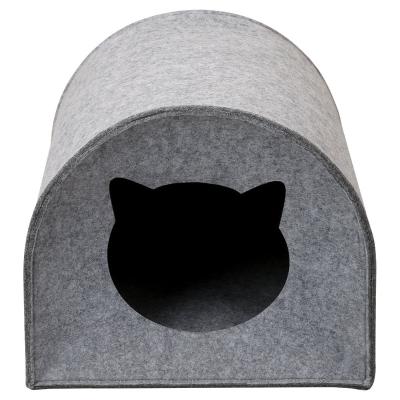 China Indoor Warm Pet Felt Breathable Cat Cave Nepal Pet House Furniture Kennel Kennel Cat Cave Bed House With Cushion Mat Customized Logo for sale