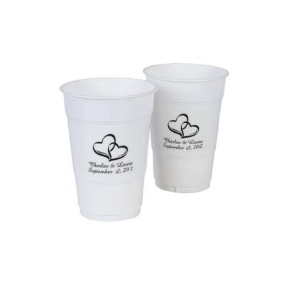 China Wholesale Disposable Beer Pong Cup 16oz PS White Plastic Cups With Custom Logo for sale