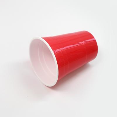 China Reusables 16oz Disposable Beer Pong Red Cup Viable Custom Hard Plastic Giant Party Beer Pong Double Color Red Reusable for sale