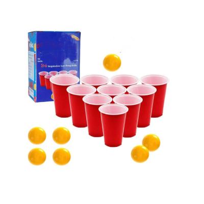 China Disposable Pong Cups and Balls Set Giant Pong Game Set with 24 Cups 24 Pong Balls, 16oz for sale