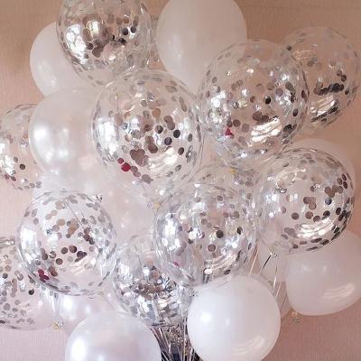 China White Latex Helium Balloons Transparent Silver Sequin Balloons Birthday Wedding Decoration Festival Valentine's Day December for sale