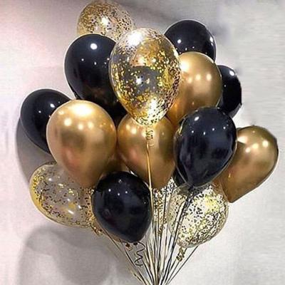 China Latex Balloon 15pcs Gold and Black Agate Birthday Party Decorations Metal Latex Balloons Adult Kids Air Balls Helium Globos Wedding Decor Toy for sale