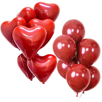 China Party Decoration 10 Inch Matt Heart Shaped Pomegranate Red Latex Balloon Double Layer Around Globos Lover Proposal Wedding Party Backdrops Supplies for sale