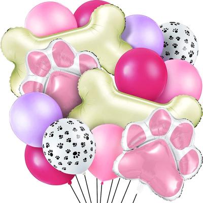 China Dog Party Decoration 46 Piece Dog Themed Balloons Decoration Include 3 Bone Foil Balloons 3 Dog Paw Print Helium Balloons 40 Dog Paw Print Latex for sale