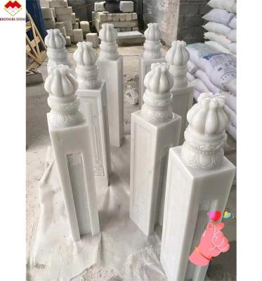 China White Onyx Marble Stone Stair Handrail Customized for Villa and House Decorative Baluster for sale