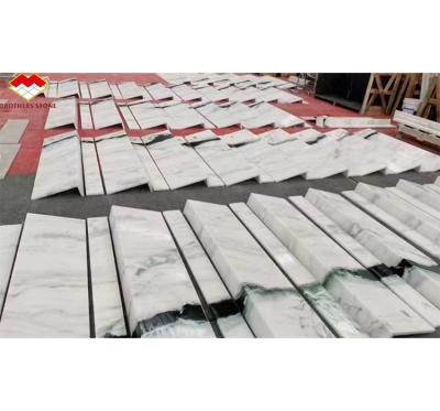 China Custom Luxury Panda White Marble Stairs Natural Stone for Straight Staircase Design for sale