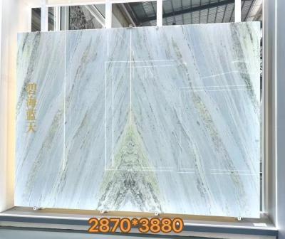 China Brazil Blue Crystal Quartzite Marble Stone Backlit Slab for Modern Vanity Countertop for sale