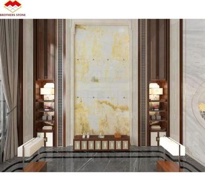 China Interior Home Wall Paneling Decor with Modern Backlit Onyx Marble TV Background Panel for sale