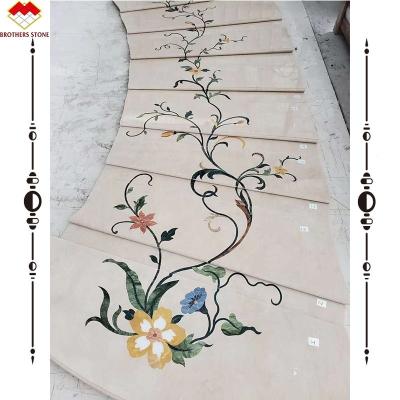 China Modern Indoor Customized Marble Waterjet Design Arc Staircase for House Interior for sale