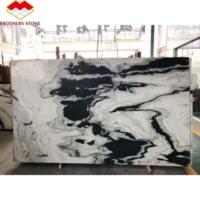 China Polished Panda White Marble Slab Tile Modern and Popular for Staircase Table Countertop for sale