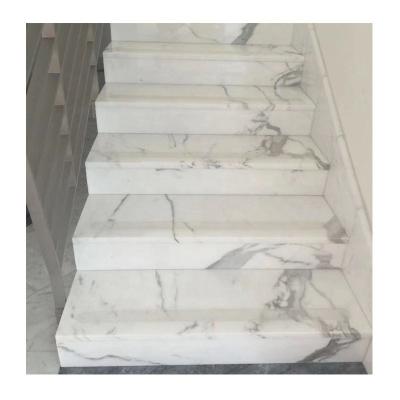 China Popular White Marble Stairs Step Riser Natural Stone for Upstair Interior Improvement for sale