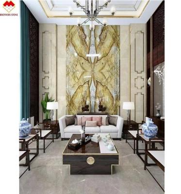 China Inner Decoration Book Matched Yellow Honey Onyx Marble Slabs for Wall Background for sale