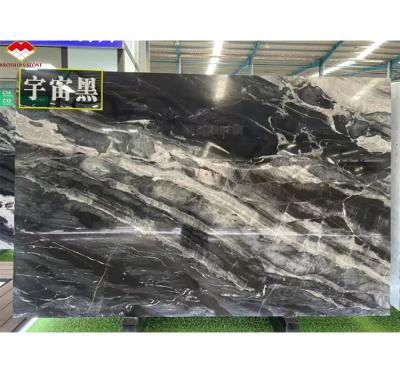 China Calcite Marble Modern Staircase Design with Luxury Brazilian Cosmic Black Granite Slab for sale