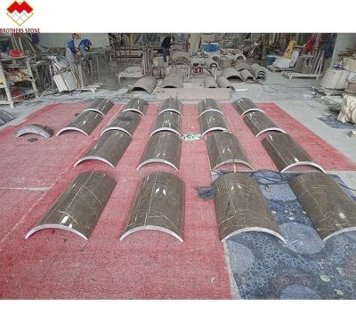 China Modern Design Customized Grey Marble Column Cladding Arc Hollow Marble Pillar Design for sale