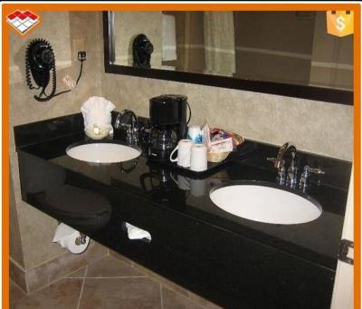 China Rectangle Natural Stone Countertops , Black Galaxy Granite Countertop 120-200cm Length for sale