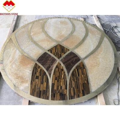 China Mármol de encargo de Jet Medallion Natural Wall Decoration del agua del piso de mosaico en venta