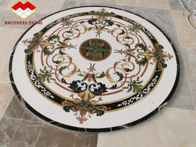 China Villa Entrance Green Jade Onyx Flower Waterjet Marble Tiles for sale