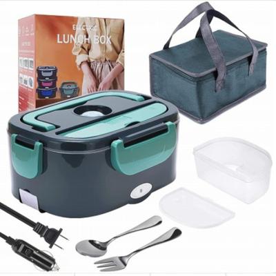 China Large Capacity Double Plug Stainless Steel Heating 60W Electric Insulated Lunch Box Food Warmer Lunch Box for sale