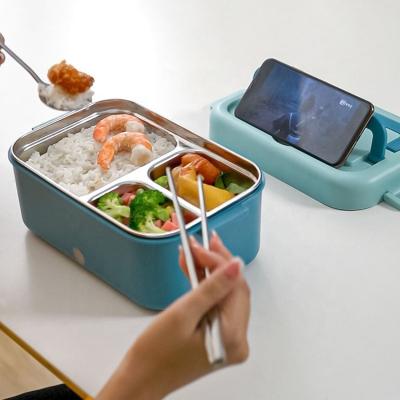 China Wireless Heating Custom Logo Self-Heating Battery Powered Food Box Camping 3 in 1 Rechargeable Battery Heated Bowl for sale