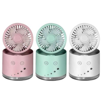 China Humidifier+LED Lights Portable Small USB Rechargeable Fold Water Spray Mist Humidifier Folding Table Fan With Light for sale