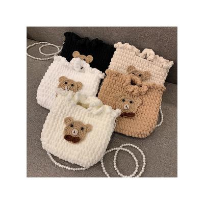 China Fashion Customized Chenille Winter Soft Suitable Hand - Woven Women Bags Crochet Handbag for sale