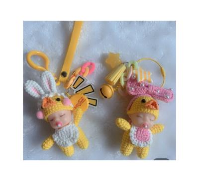 China Custom Toy High Quality Sleeping Cute Cartoon Baby Key Chains Crochet Doll Crocheted Sound Dolls for sale