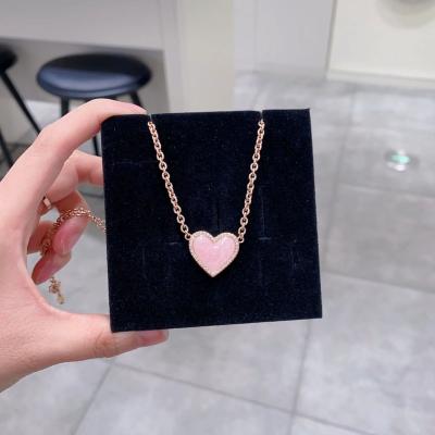 China 2023 Lead Free Nickel Free 316L Stainless Steel Necklace With Rose Gold Plated Pink Agate Heart Crystals Necklace Small Set For Girl for sale