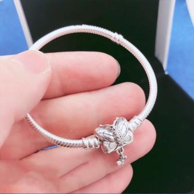 China FASHIONABLE Brand Name Jewelry Style Silver Butterfly Bracelet Snake Chain Bracelet 925 Silver Plated Women's Bracelet for sale