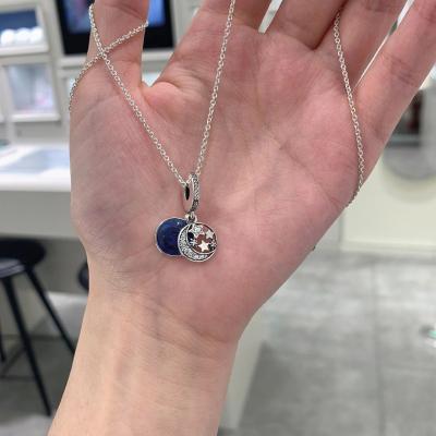 China High Quality Jewelry 40+5 cm Sterling Silver Designer Female Luxury Brand Pendant Necklaces Charm 925 Blue Crystal Styles Pendant Necklace for sale