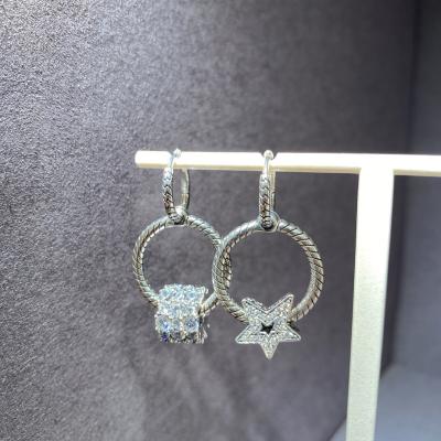 China Shining Star Full Small Crystal Women Female 925 Sterling Silver Designer Hoop Earrings Famous Brand Trendy Trendy Jewelry 2023 for sale