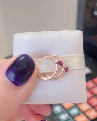 China Stainless Steel Purple Zircon Rose Gold Plated Ruby Crystal Designer Brand Jewelry Fashion Luxury Inspired Custom Hoop Earrings for sale