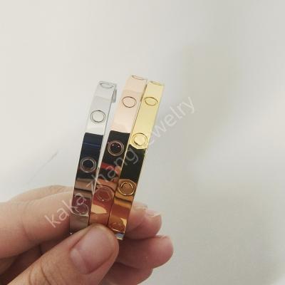 China Brand CLASSIC Jewelry Design Suppliers Wholesale 2023 Rose Gold 18K Gold Rhodium Plated Love Open Screw 6MM Size Titanium Bracelet for sale