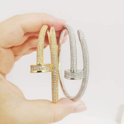 China Factory Price 316L Stainless Steel 18CM Lead Free Nickel Free Luxury Brand Designer 3 Colors Well Plated Full CZ Crystal Women Bangle for sale