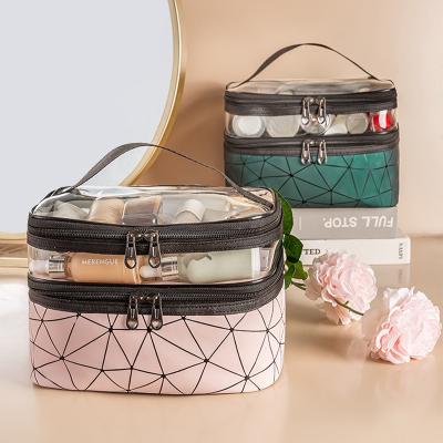 China New Multi-Function Diamond Waterproof Portable Large Clear Travel Receive Bag Box Women Makeup Cosmetic Bags for sale