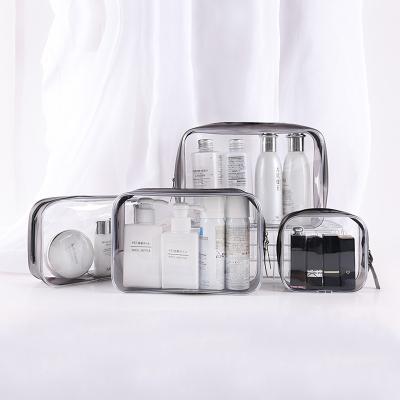 China Small Travel Fashion Organizer PVC Durable Clear Waterproof Portable Transparent Toiletry Cosmetic Bags And Cases Set for sale