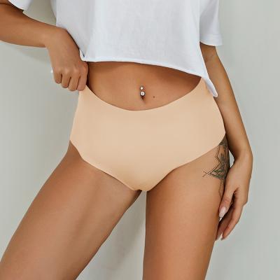 China Wholesale Antibacterial Women Solid Color Waist Panties Breathable Simple Seamless Underwear Women Tops for sale