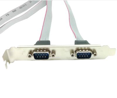 China COMPUTER Dual 2 Ports Serial 9 Pin DB9 Male RS232 Ribbon Cable Assembly for sale