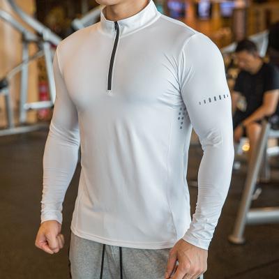 China Hot Selling Fitness Quarter Zipper Sporty Performance Anti-Shrink Long Sleeve Shirts Quick Dry Sweatshirt For Men for sale