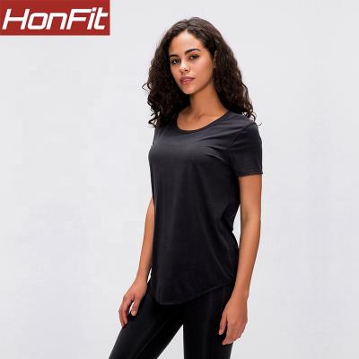 China Wholesale Yoga Short Sleeve Anti-Wrinkle Short Sleeve Gym Quick Dry Women's Blouses And Shirts for sale