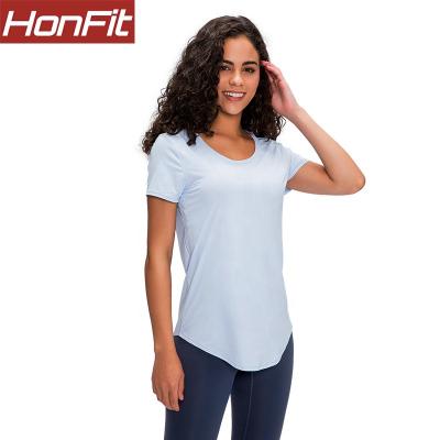 China Anti-Wrinkle OEM Service Women Gym T-shirt High Quality Quick Dry Custom Yoga for sale