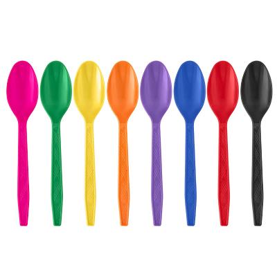 China Factory spot solid color plastic tableware, heavy disposable plastic spoon OPP packaging 24 pieces S-1 for sale