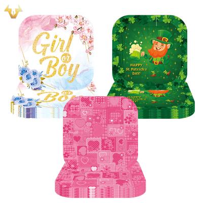 China Disposable Factory spot new goods 9 inch square disposable paper plates  for Valentine's Day St. Patrick's Day boy or girl party for sale