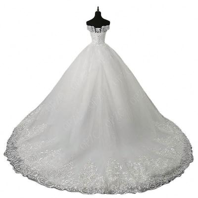 China Geo'Peck New European American Wedding Dress Lace Embroidery Anti-Static Breast Pad Bridal Sleeveless Wedding Dress for sale