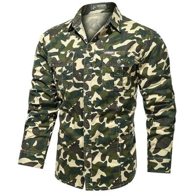 China Breathable Camouflage Military Shirt Mens 100% Cotton Geo'Peck Long Sleeve Shirt for sale