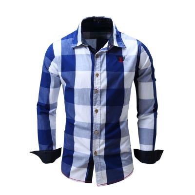 China Anti-pilling Geo'Peck Hot Sales Men's Long Sleeve Shirt Cotton Plaid Casual Shirts for sale