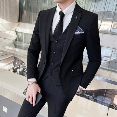 China Anti-Wrinkle Geo'Peck Mens Slim Fit 3 Piece One Button Suit Blazer Vest Pants Wedding Jacket Suit Set for sale