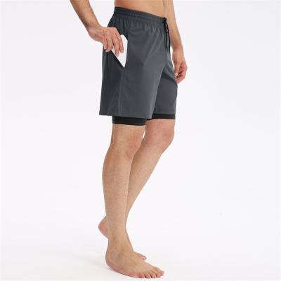 China Geo'Peck Men QUICK DRY 2 Layers Workout Shorts Sporty Quick Dry Gym Running Shorts For Men With Pocket for sale