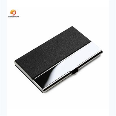 China RFID Blocking Protect Customized Fashion Customized LOGO Men and Women Business Gifts PU Metal Business Card Leather Holder for sale