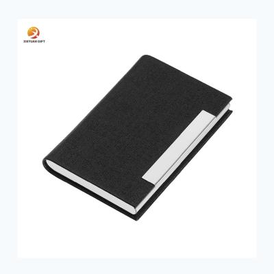 China Custom design credit fashion logo id wallet metal rfid metal business card leather holder for sale