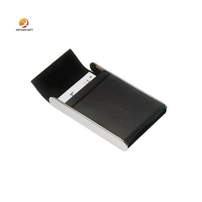 China International Custom Logo Design Credit Identification Large Capacity PU RFID Metal Business Card Leather Holder for sale